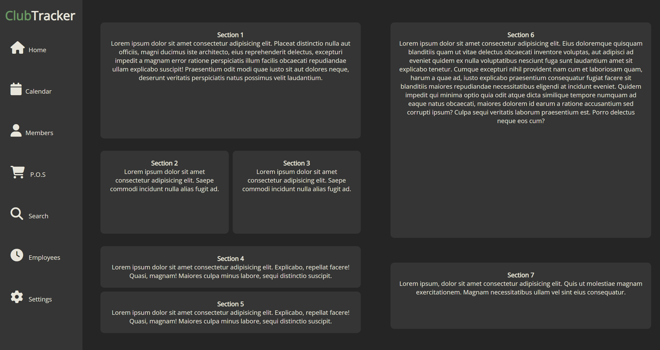 Club Management System Home Page